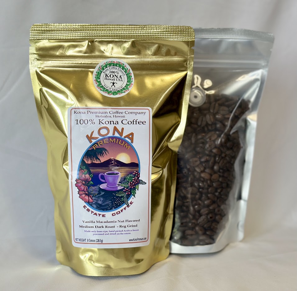 100 Kona Coffee Vanilla Mac Nut Flavored Hawaiian Macadamia Nut Company