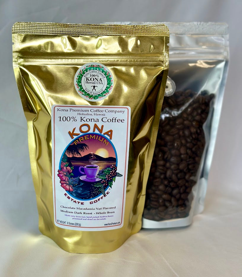 100 Kona Coffee Chocolate Mac Nut Flavored Hawaiian Macadamia Nut